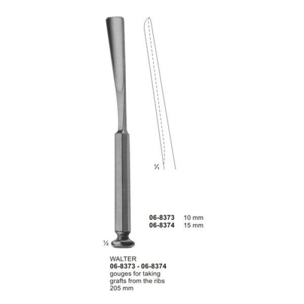 WALTER gouges for taking grafts from the ribs 205 mm 10mm