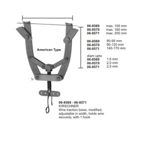 KIRSCHNER Wire traction bows, modified, adjustable in width, holds wire securely, with 1 hook
