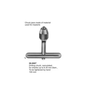 Drilling chuck, cannulated, for shanks up to 6.35 mm diam., To be tightened by hand 100 mm