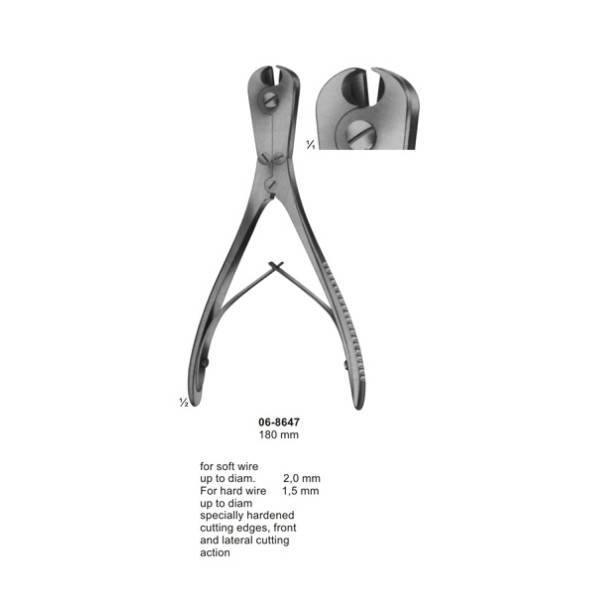 for soft wire up to diam. 2,0 mm For hard wire 1,5 mm up to diam specially hardened cutting edges, front and lateral cutting action