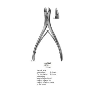 for soft wire up to diam. 2,0 mm For hard wire 1,6 mm up to diam specially hardened cutting edges, for cutting off wires close to the bone