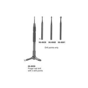 Finger nail drill with 3 drill points